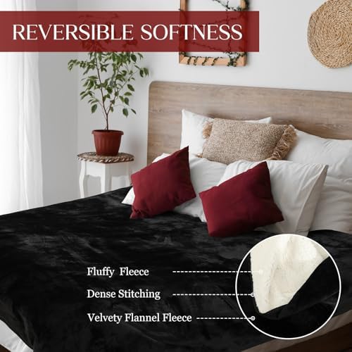 Tisancy Waterproof Blanket and Stain Proof, Queen Size 80'' x 60'' Double Side Leakproof Reversible Sherpa Flannel Fleece 3 Layer Lightweight Black Blanket, Absorbs 50oz - Image 6