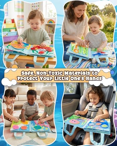 Montessori Busy Book, 8-Page Sensory Activity Toy, Sea Animals - Image 6