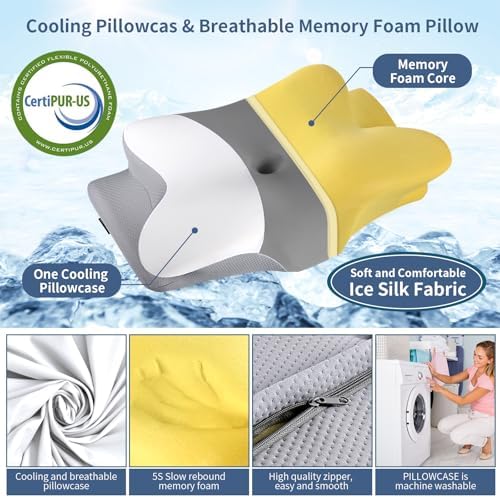 Cervical Neck Pillow for Pain Relief - Ergonomic Pillow Side Sleeper Pillow for Sleeping, Orthopedic Bed Pillow Neck Support Pillow, Contour Memory Foam Pillows for Side Back Sleepers - Image 3