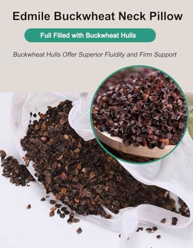 Buckwheat Pillows for Sleeping, Adjustable Buckwheat Hulls Neck Cervical Roll Pillow with Washable Cover, Home Office Travel Neck Pain Relief Lumbar Support, Tan 15 X 5 Inches - Image 4
