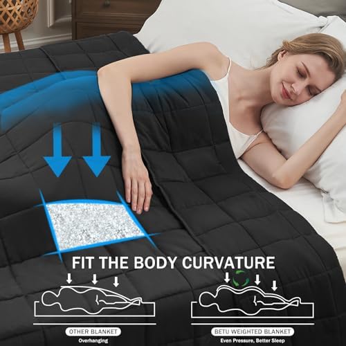 Weighted Blanket for Adults 20lbs, 60"x80", Queen Size Cooling Heavy Throw Blanket for 180-220lbs,Microfiber Soft Big Blankets Weighted Comforter, Black - Image 2