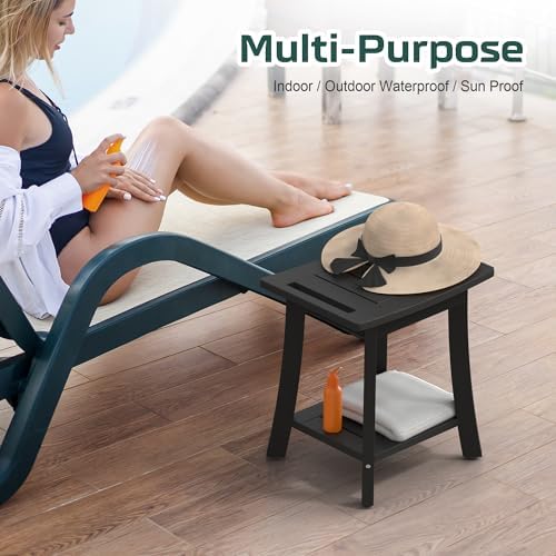 Waterproof HIPS Shower Bench for Inside Shower, Shower Stool, Black - Image 7