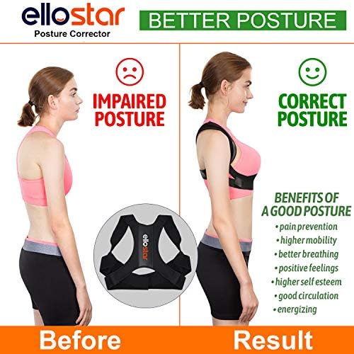 ellostar Back Brace Posture Corrector for Women and Men, Lumbar Shoulder and Back Straightener Posture Improvement Pain Relief (Medium) Lower Chest 27 -33 Inch - Image 2