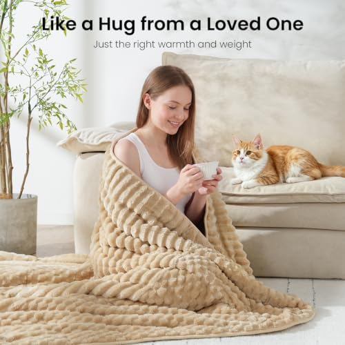 Drewin 20lbs Weighted Blanket Queen Size for Adults,Light Khaki,60" x 80" - Image 4