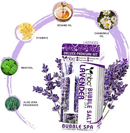 24 PCS Foot Soak, Pedicure Kit Foot Soak Set With Bubble Salt, Sugar Scrub, Massage Mask, Massage Lotion In a Box 4 Step Foot Spa Kit For Dry Cracked Feet, Tired Feet, 6 Set Lavender - Image 5