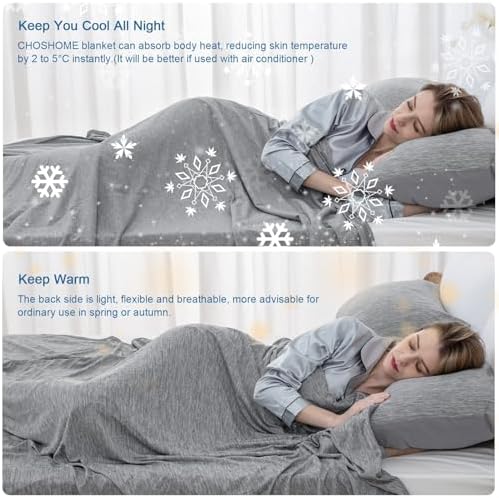 CHOSHOME Cooling Blanket for Hot Sleepers Lightweight Summer Cold Thin Blankets for Sleeping, Hot Flashes Night Sweats, Soft Blanket for Bed, California King 96" x 102", Grey - Image 3