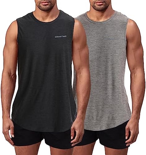 Men’s BIG and TALL 2 Pack Active Gym Sleeveless Shirts Muscle Tank Top by DifferentTouch