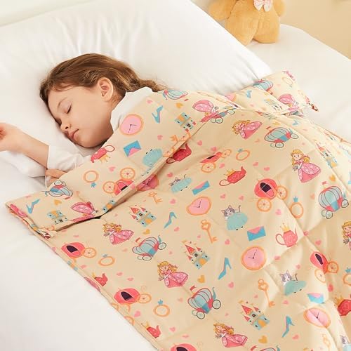 Weighted Blanket - 10 lbs Beige Princess Heavy Blanket - Small Size Breathable Lap Blanket(50"x60", 10 lbs) by HOSUKKO