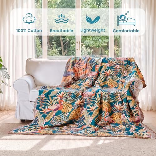 MSGKV Boho Throw Blanket 50"x60" Vintage Jungle Bird Blanket for Couch - Image 2
