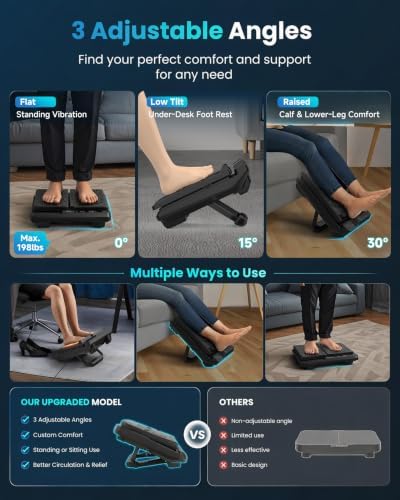 COMFIER Vibration Foot Massager with Heat, High Frequency Vibrating Foot and Leg Calf Massager with 30 Speed & 3 Modes, 3 Adjustable Angles, Remote Control for Tired Feet, Foldable for Home Office Use - Image 5