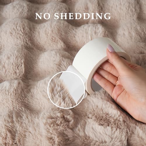 BENVWE Faux Fur Throw Blanket for Couch - Thickened Fluffy Soft Bubble Blanket for Living Room Home Decor - Fathers Day Birthday Gifts for Women Men, Beige, 50" x 60", 1300GSM - Image 6
