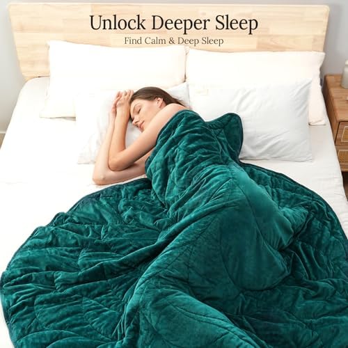 Weighted Blanket for Adults, 10 lbs, 60" x 78" washable Blankets, Green - Image 3