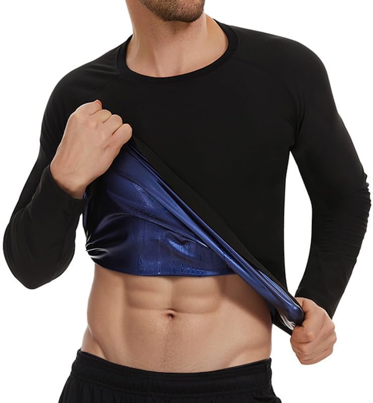 SHAPERIN Sauna Shirt for Men Sauna Tops Heat Trapping T-shirt Sauna Suit Workout Sweat Vest Body Shaper Gym Workout by SHAPERIN