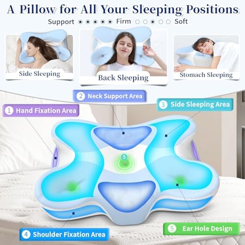 Memory Foam Cervical Pillow for Neck Pain Relief - Ergonomic Contour Pillow for Side, Back & Stomach Sleepers, Orthopedic Neck Support with Cooling Pillowcase - Image 2