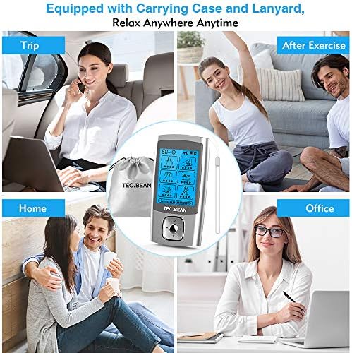 24 Modes Tens Unit Muscle Stimulator, Rechargeable Tens Machine with 8 Electrode Pads (American Gel), Electric Pulse Massager for Pain Relief Therapy(Silver) - Image 6