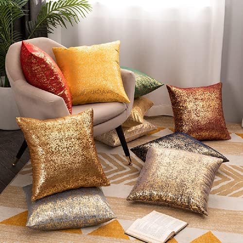 Deeprove Throw Pillow Cover Both Sides Sparkle Gold Foil Print, Soft Velvet Hidden Zipper Closure Accent Pillow Cushion Case for Bedroom, Living Room, Sofa, Square 20 x 20 Inches 1 Pack, Silver Grey - Image 5