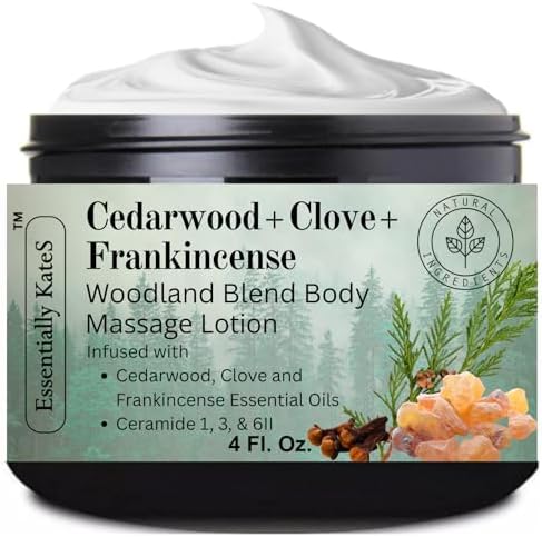 Cedarwood + Clove + Frankincense "Woodland Blend" Lotion 4 oz - enriched with Ceramide 1, 3, and 6II - a grounding body therapy crafted to restore inner balance. Rooted in warm, earthy botanicals. by EssentiallyKateS