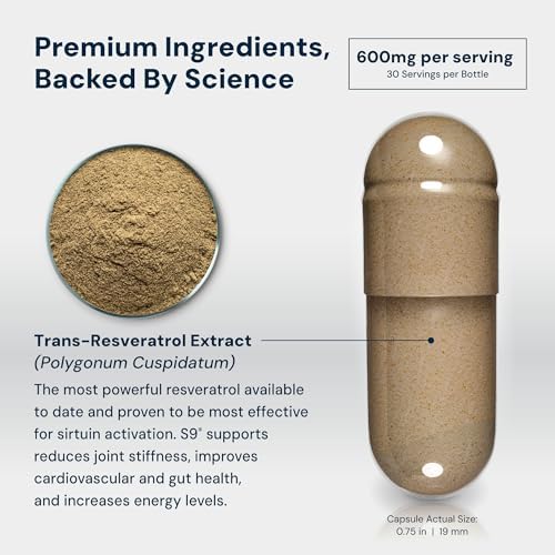 HPN S(9) Trans-Resveratrol for Antioxidant & Sirtuin Support, 30 Caps - Image 3