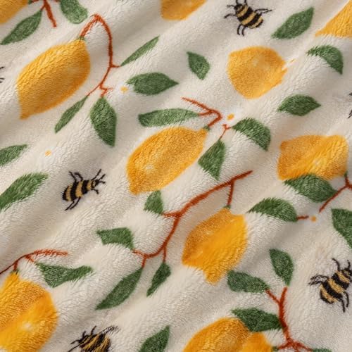 Berkshire Blanket-Classic Heavyweight Warm Soft Printed VelvetLoft® Plush Blanket, King Size Soft Fuzzy Blanket for Couch Sofa Bed, Lemons and Bees Yellow, 90in x 108in - Image 7