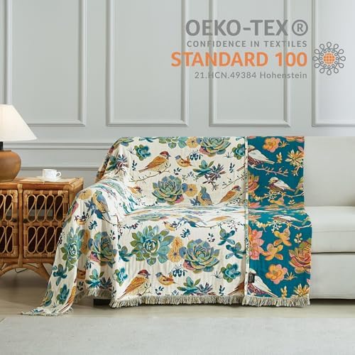 Boho Throw Blanket for Bed 80”x90”, 100% Cotton Blanket for Couch Sofa - Image 4
