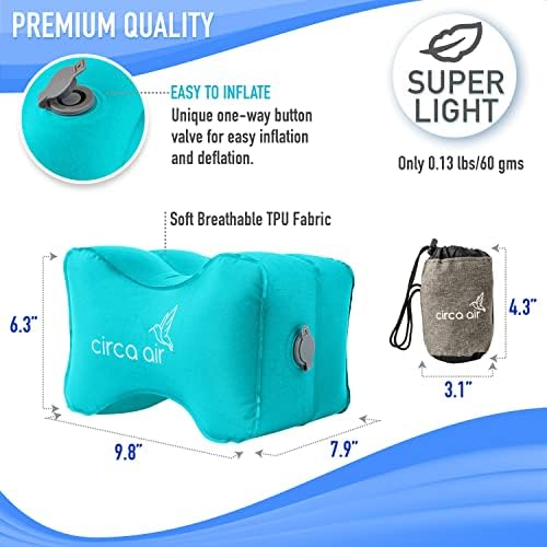 Circa Air Inflatable Knee Pillow for Side Sleepers - Orthopedic Knee Pillows for Sleeping, Sciatica Relief, Back Pain, Leg Pain, Hip or Joint Pain. Weighs Only 1.98 Oz Perfect for Travel/Home - Image 4