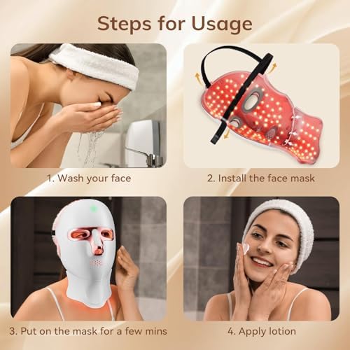 ONLUKY Red Light Therapy Mask USB-C Rechargeable LED Face Mask - Image 5