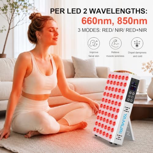 Red Light Therapy Panel, 660nm 850nm Red Light Therapy for Body, 9 Pulse Modes, 60 LEDs Light Therapy Lamp Built-in Timer and Stand for Daily Wellness - Image 2
