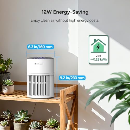 Dr.Prepare Air Purifiers for Bedroom - Covers Up to 1075 ft² - H13 HEPA Washable Filter with 15 dB Sleep Mode & Night Light, 360°Air Inlet, 3 Timer - Quiet Air Cleaner For Pets, Home, Office,Baby Room - Image 6