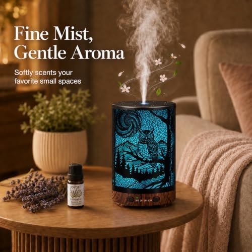 Essential Oil Diffuser, 120 ml Aromatherapy Diffuser with 7 Color Lights, Auto Shut-Off and 4 Timer Settings, Ultrasonic Cool Mist Diffuser for Home Room Office (Woodland Owl) - Image 5