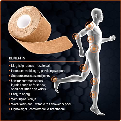 Care Science Waterproof Tan Kinesiology Tape, 40 Precut Strips, 2 Rolls - Image 2