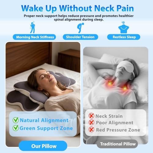 Ergo Cervical Neck Pillow, Memory Foam Contour Pillow for Side Sleepers - Image 2
