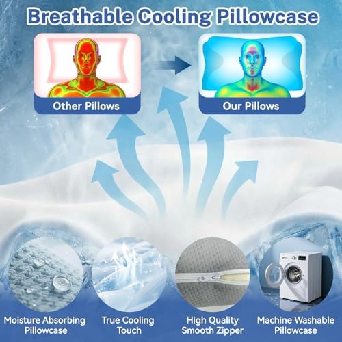 Cervical Neck Pillow for Pain Relief & Sleeping, Ergonomic Posture Pillow Neck Support, Cooling Memory Foam Pillow with Roll Pillow, Orthopedic Contour Pillow for Side Back Stomach Sleepers, Grey - Image 5
