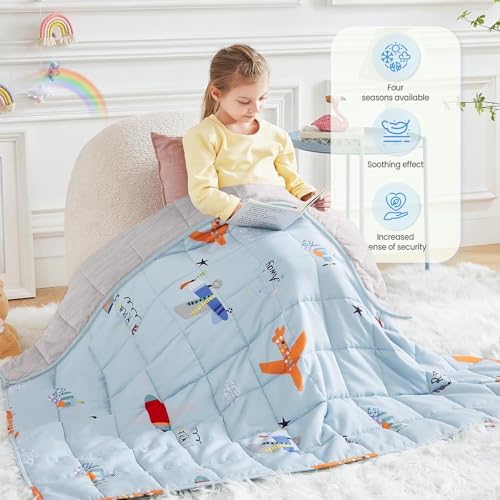 Weighted Blanket - 3 lbs Cooling Blue Airplane Heavy Blanket - Small Size Breathable Lap Blanket for Hot Sleepers(36"x48", 3 lbs) - Image 2