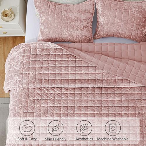 BEDELITE Velvet Quilt Set Queen Size, Luxury Velvet Comforter Bedding - Image 4