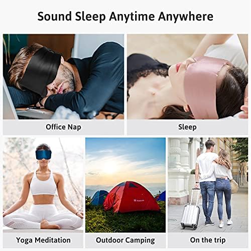 Silk Sleep Mask for Women Men Satin, ATreebag Eye Sleeping Mask & Blindfold with Adjustable Strap, Large Size, 1 PC Navy Blue - Image 7