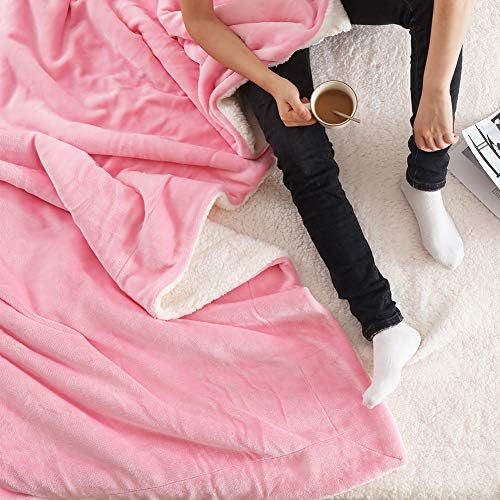 NANPIPER Flannel Blanket Reversible Sherpa Throw Blanket Super Soft Fuzzy Plush Fleece (90"x90",Pink) Queen - Image 3