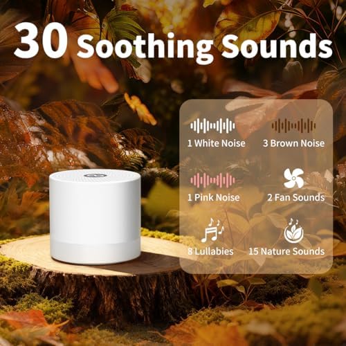 Sound Machine Mini White Noise Machine with 30 Soothing Sounds 4 Timers Memory Function for Newborn Baby Kids Adults Portable Rechargeable Sleep Brown Noise Machine for Travel Camping Home Office - Image 3