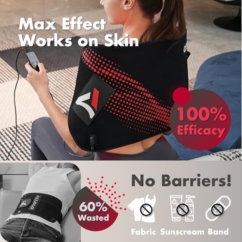 ALLOLO Red Light Therapy for Body, 3 in 1 LEDs Red Light Therapy Belt with Timer Remote Control, 660nm 850nm Infrared Light Therapy Pad for Body Waist Shoulder Knee, 27.6" x 13.9" Large Area - Image 5