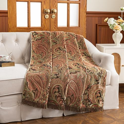 Loom and Mill Vintage Damask Throw Blankets for Bed, Multi Color, 52" x72” - Image 7