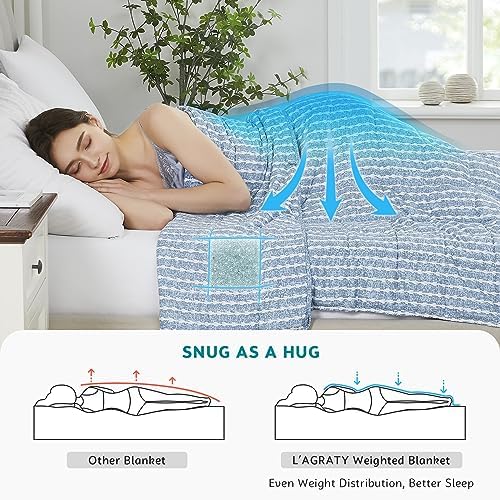 L'AGRATY Weighted Blanket - 48"x72" 20lbs Cooling Breathable Heavy Blanket Microfiber Material with Glass Beads for Adult All-Season Summer Fall Winter Soft Thick Comfort - Image 3