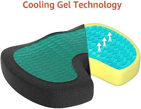 Amazon Basics Comfortable Seat Cushion for Office Chairs, Gel Enhanced Memory Foam, Non-Slip, Cooling Support for Long Sitting, Black - Image 4