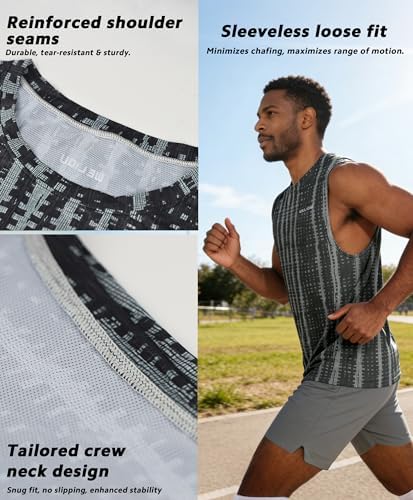 Men's Sleeveless Swim Shirts Quick Dry Moisture Wicking Gym Shirts Breathable Workout & Beach - Image 3