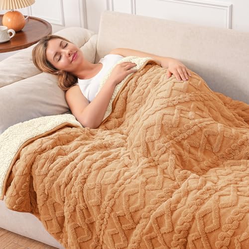 Wemore Soft Weighted Blanket for Adults 15 lbs 60" x 80" Orange-Yellow by WemoreDirect