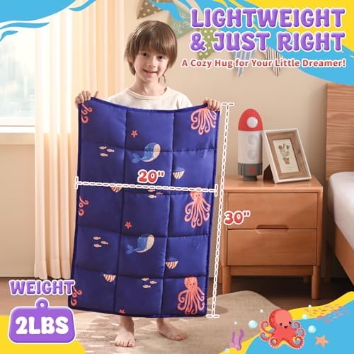 anfie Weighted Lap Pad 2 Pounds, Weighted Blanket(20"*30") Cooling Blanket for Resting,Weighted Throw Blanket for Travel Indoor Outdoor (Blue Ocean) - Image 4