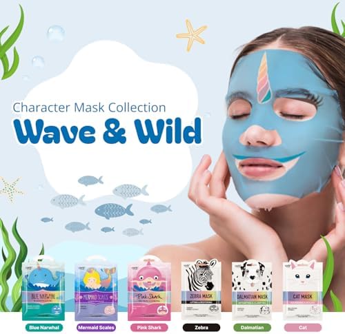 Epielle Character Face Mask Wave & Wild 6 Pack, Fun & Effective Korean Skin Care, Spa Party Favors, Birthday Gifts for Women, Self Care Gifts - Image 2