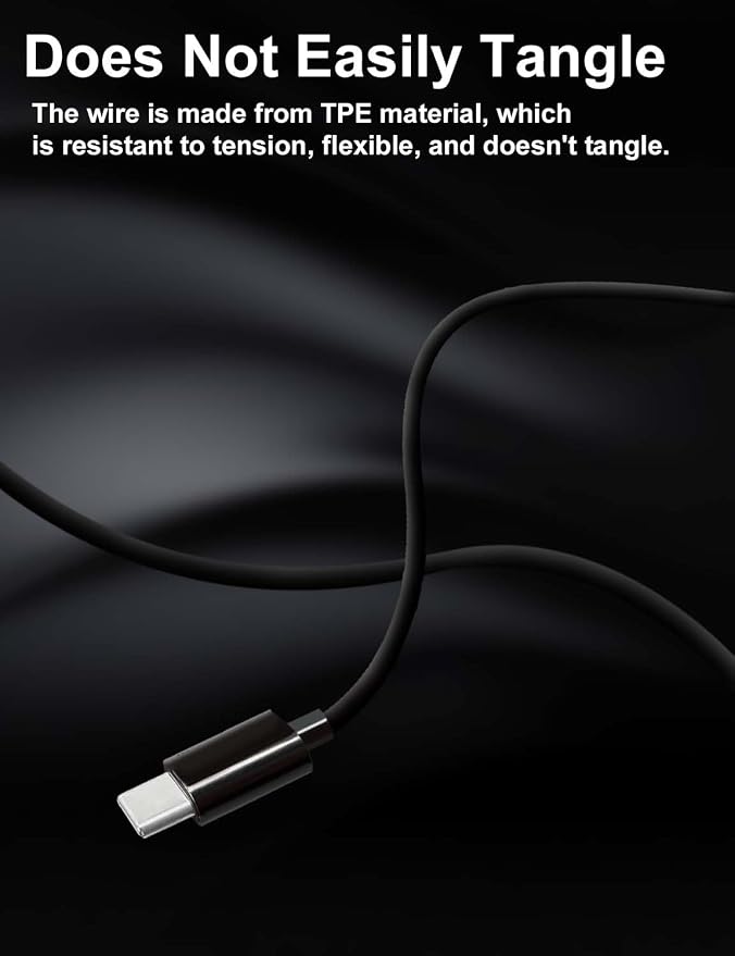 MAS CARNEY USB C Headphones for Samsung S26 S25 FE S24 A16, iPhone 17 16 15 | USB C Earbuds Wired Headphones with Mic for Samsung Galaxy S23 S22 S21 Ultra A17 A26 A53 A56 Z Fold, Pixel 9, Wired Ear buds - Image 5