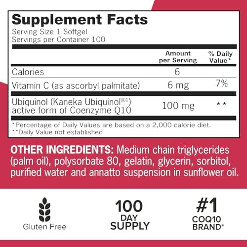 Qunol Mega Ubiquinol CoQ10 100mg, Superior Absorption, 100 Softgels - Image 6