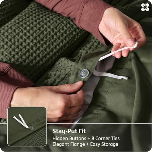 Bedsure PureWoven Cotton Waffle Weave Duvet Cover, King, Duvet Cover Only - Image 5