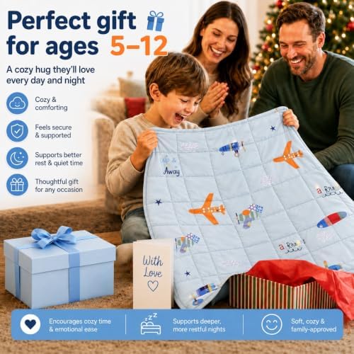Weighted Blanket 7lbs Small Heavy Throw Blanket Gifts 41"x60" Airplane - Image 5