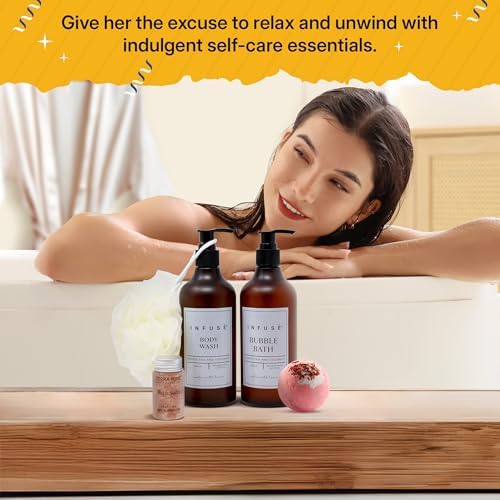 10-Piece Spa Gift Box for Women | Self-Care Set with Eye Mask, Loofa, Bath Bombs, Face Masks, Bubble Bath, Lotion, Body Wash & Bath Salts | Perfect Gift for Mom, Grandma, Wife, or Loved Ones - Image 5